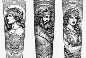 Greek Gods Arm sleeve tattoo idea