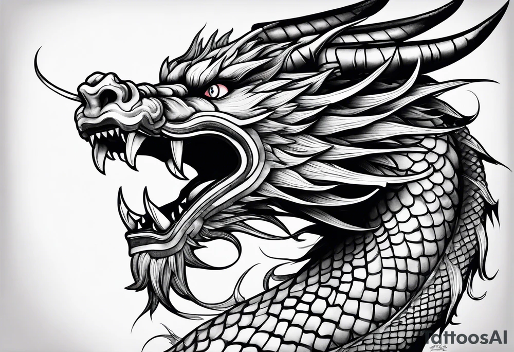 Japanese Dragon head located on arm tattoo idea