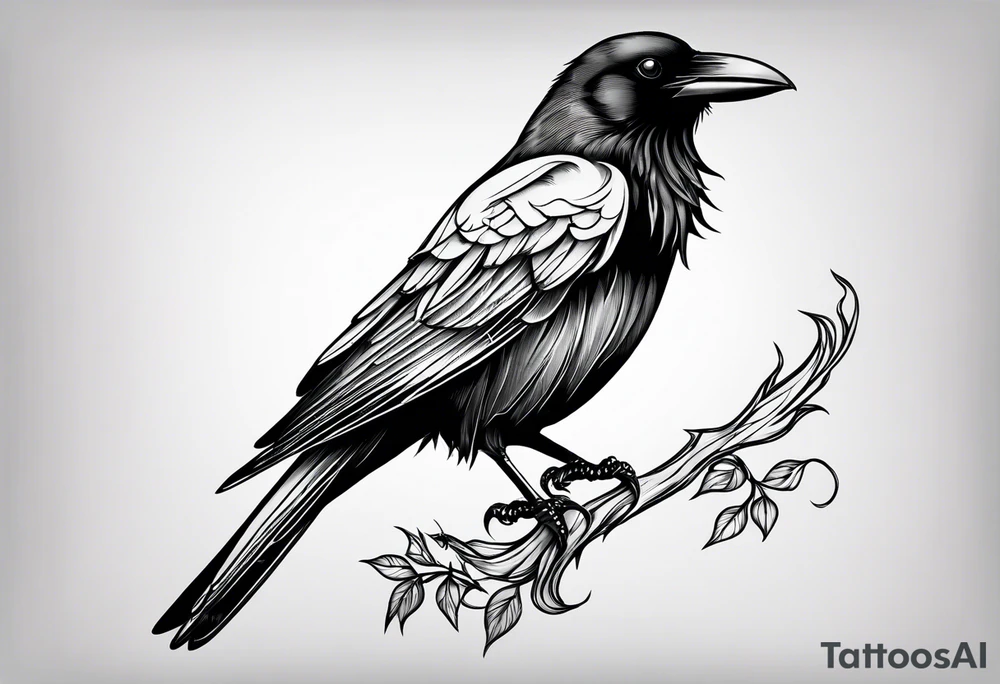 simple crow tattoo line artwork looking for the top down tattoo idea