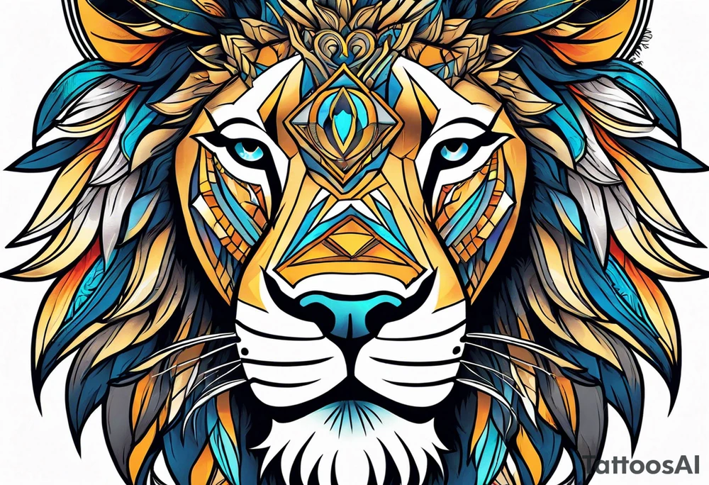 Lion sun avil eye tattoo idea