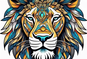Lion sun avil eye tattoo idea