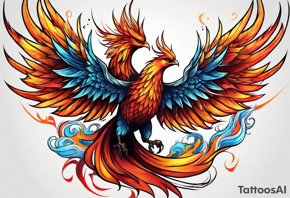 Phoenix rising out of fire. Rebirth. tattoo idea