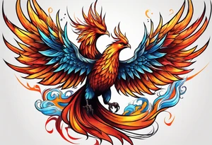 Phoenix rising out of fire. Rebirth. tattoo idea