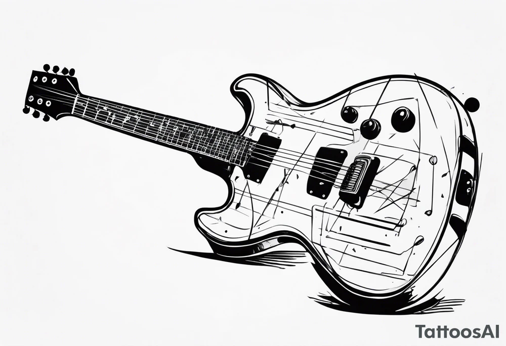 Eléctric guitar sound with mines abstrac tattoo idea