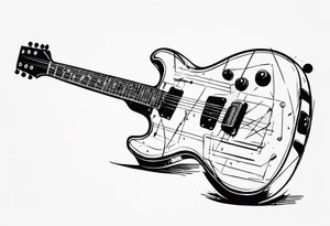 Eléctric guitar sound with mines abstrac tattoo idea