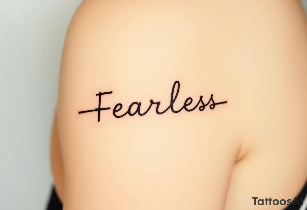 A heartbeat line transitioning into the word "Fearless," symbolizing overcoming fear tattoo idea