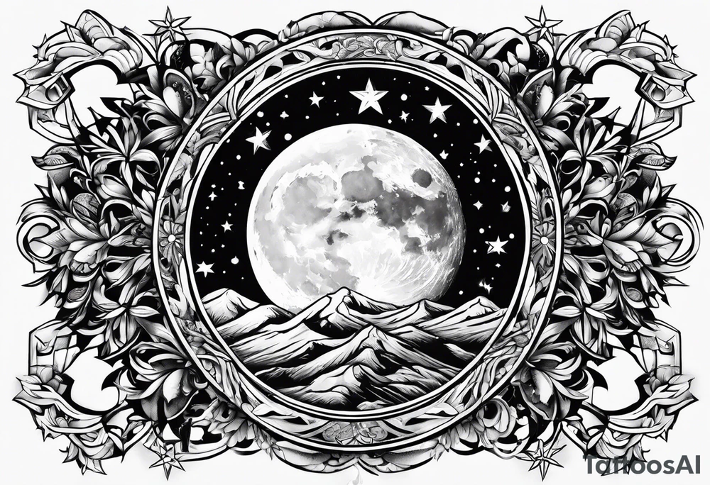 Stars moon tattoo idea