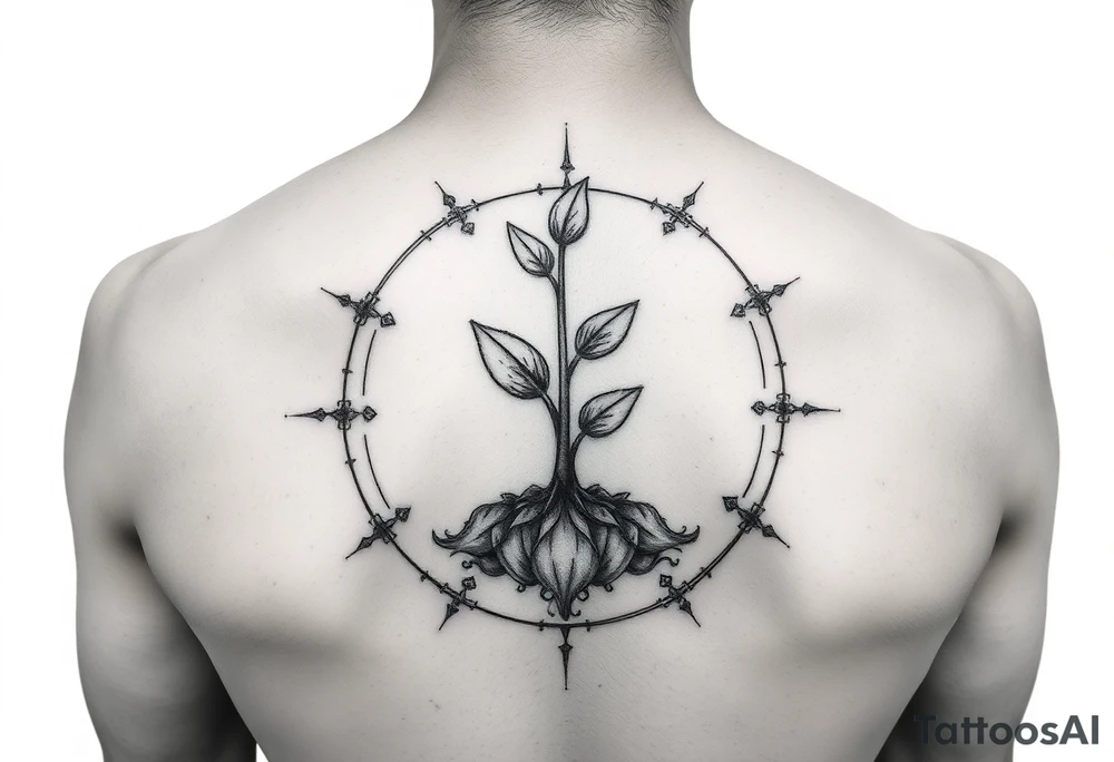 sprout tattoo incorporated in a cycle that symbolizes that every year we just grow all over again tattoo idea