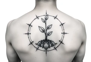 sprout tattoo incorporated in a cycle that symbolizes that every year we just grow all over again tattoo idea