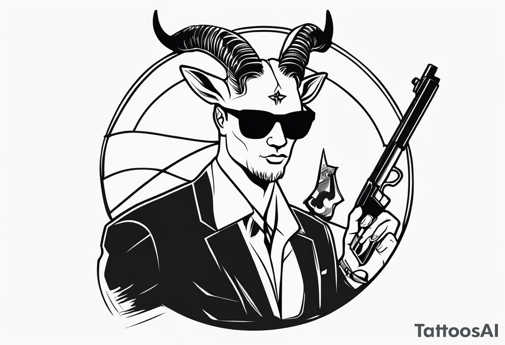 capricorn man with sunglasses and gun tattoo idea