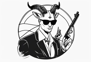 capricorn man with sunglasses and gun tattoo idea