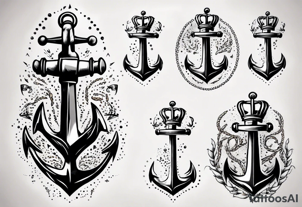 Anchor with a crown on top tattoo idea