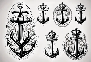 Anchor with a crown on top tattoo idea