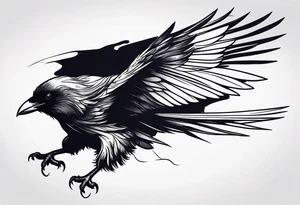 Dramatic Raven in Flight tattoo idea