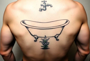 clawfoot bathtub with simple faucet and lily coming up out the floor tattoo idea