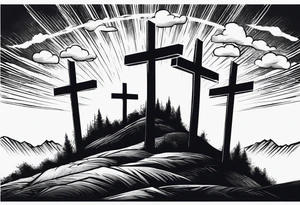 3 crosses on a hill facing west tattoo idea