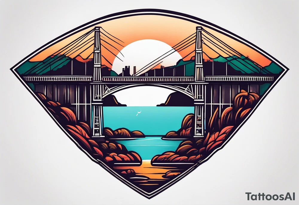 view from under cantilever bridge tattoo idea