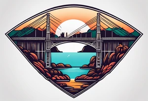 view from under cantilever bridge tattoo idea