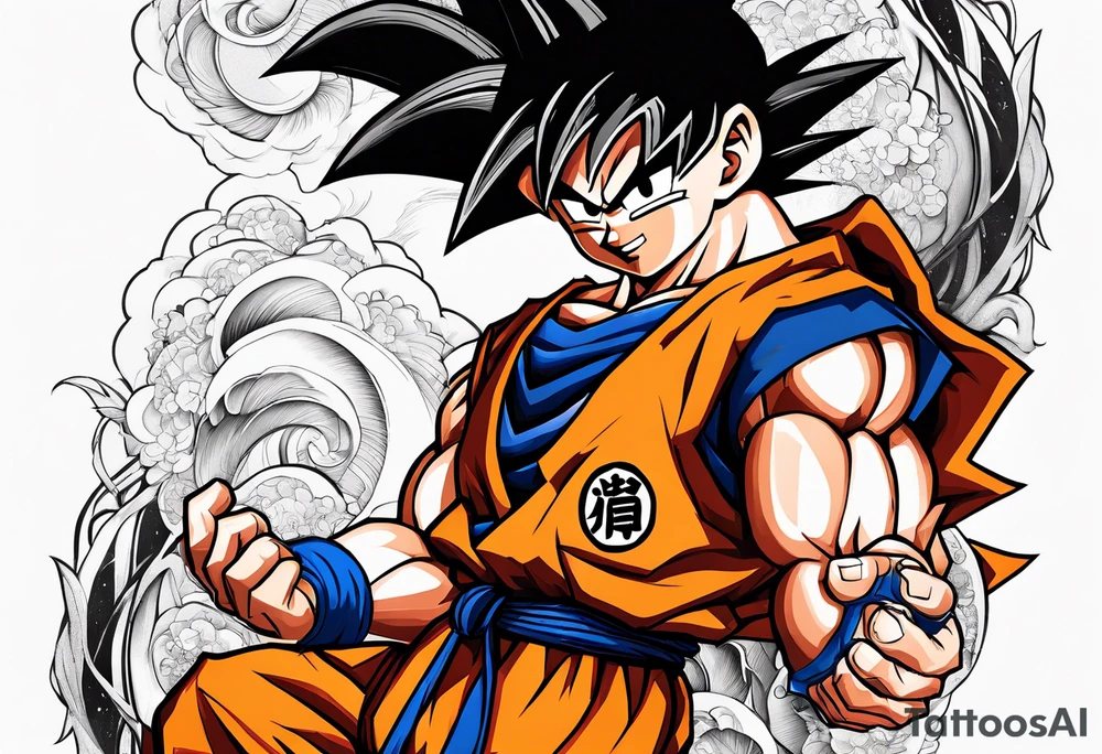 son goku as a boy chilling as forearm tattoo tattoo idea