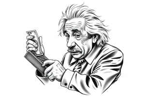 Einstein using a money counter tattoo idea