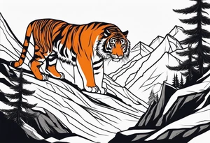 tiger in mountains tattoo idea
