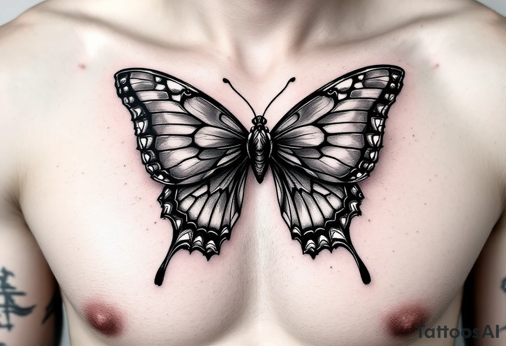 A bow tie with mixed with a butterfly tattoo idea