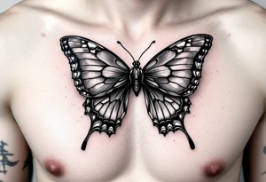 A bow tie with mixed with a butterfly tattoo idea