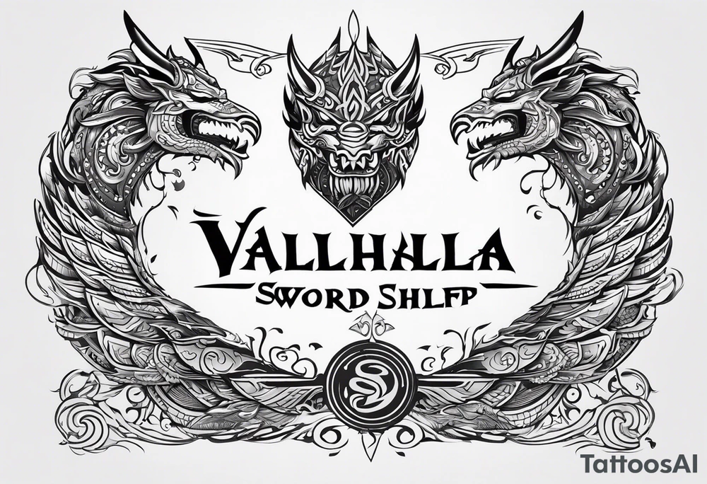 Valhalla sword shield viking ship dragon head tattoo idea Valhalla sword shield viking ship dragon head tattoo idea