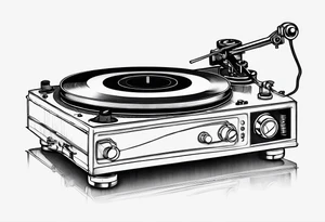 Recordplayer finline art minimalistic tattoo idea
