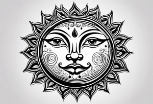 a simple sun with eyes and mouth tattoo idea