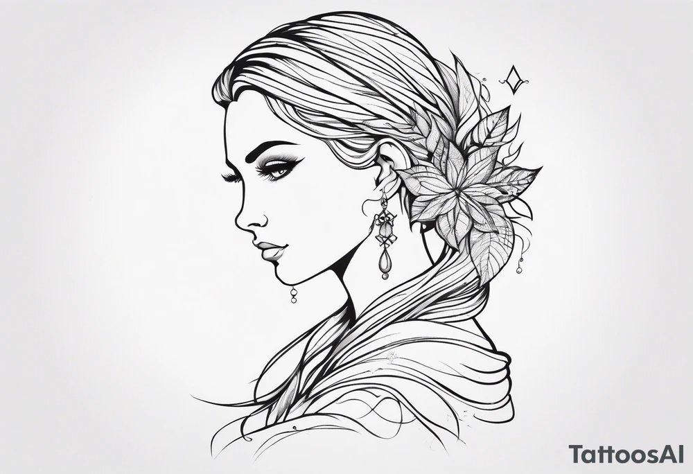 Elfe mit spitzen ohren nd geflochtenen zöpfen tattoo idea