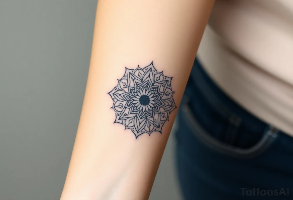 intricate mandala with sacred geometry and cosmic elements tattoo idea