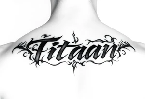 Japanese writing of my son name ‘Titan’ placement on my ribs tattoo idea