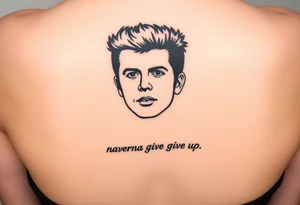 Rick Astley's Face outline with text Never Gonna Give You Up tattoo idea