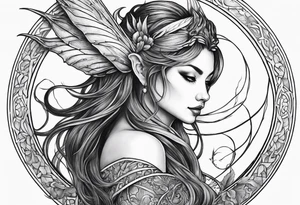 Moon fairy dragon tattoo idea