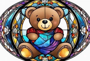 Teddy bear stain glass tattoo idea