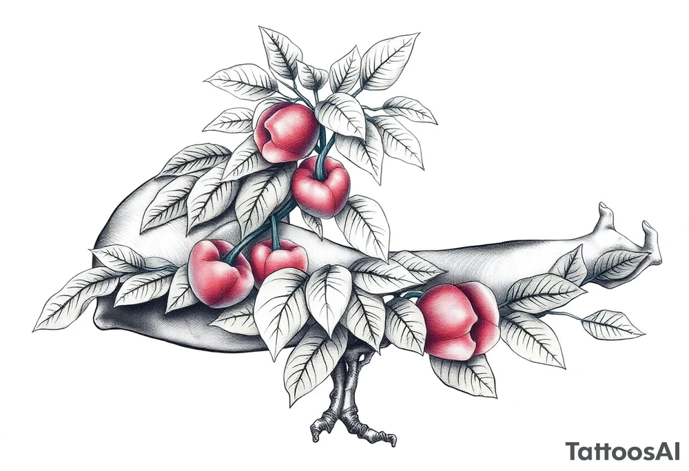 Pepper plant, peach tree tattoo idea