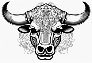 skull of a bull with a line frame, realistic, new mexico influence, simple tattoo idea