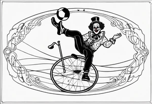 clown juggling on a unicycle tattoo idea