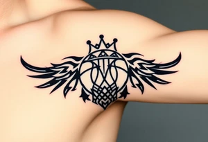Basketball and basketball hoop with a crown tattoo idea