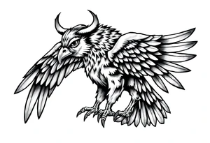 A bull / falcon hybrid creature with ancient Egyptian mythology, as ruled by Venus in western zodiac tattoo idea