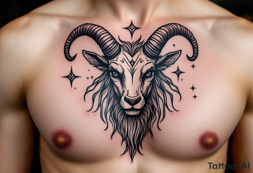 Capricorn head and body y starsign  10x10 cm tattoo idea