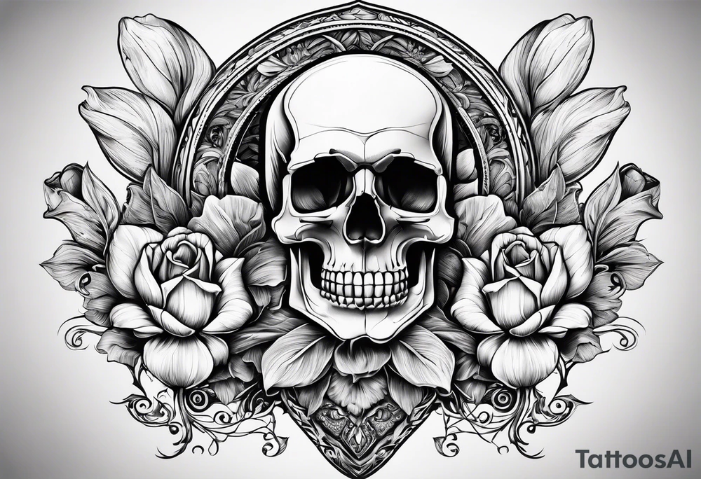Tulip, Skull, hourglass all separate pieces tattoo idea
