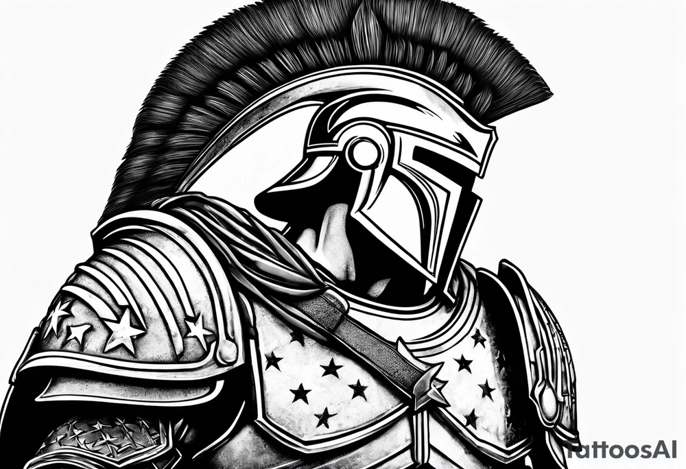 spartan helmet with American flag background tattoo idea