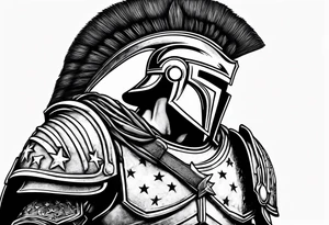 spartan helmet with American flag background tattoo idea