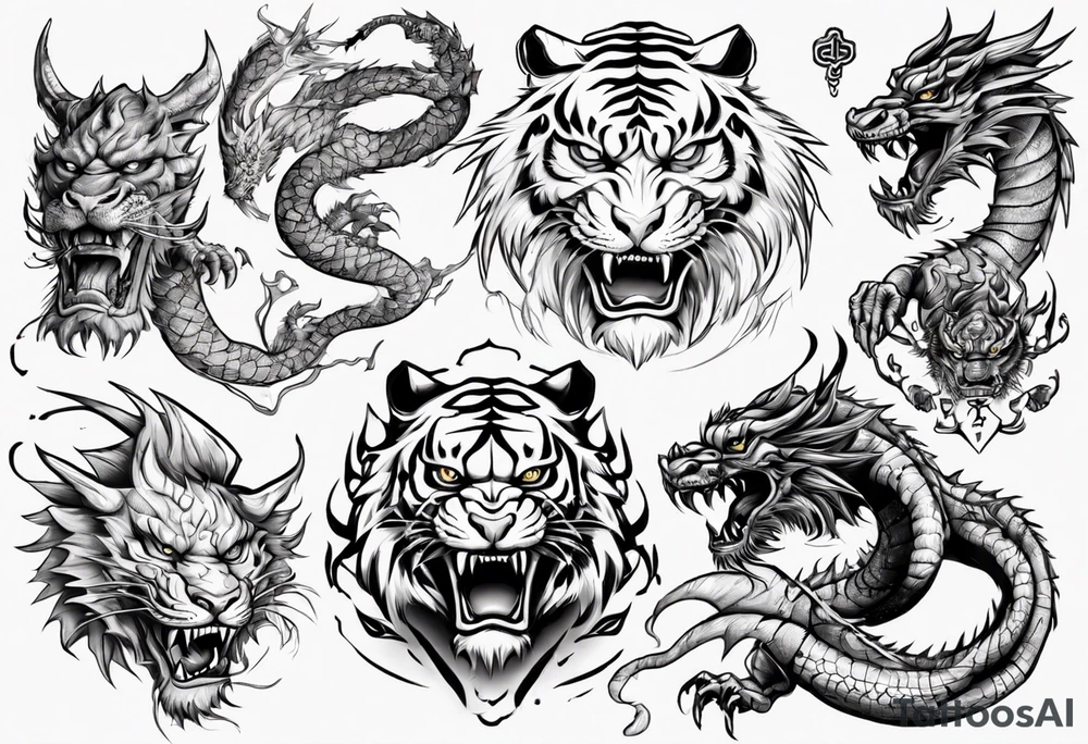 a game between tiger and dragon tattoo idea