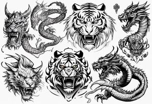 a game between tiger and dragon tattoo idea