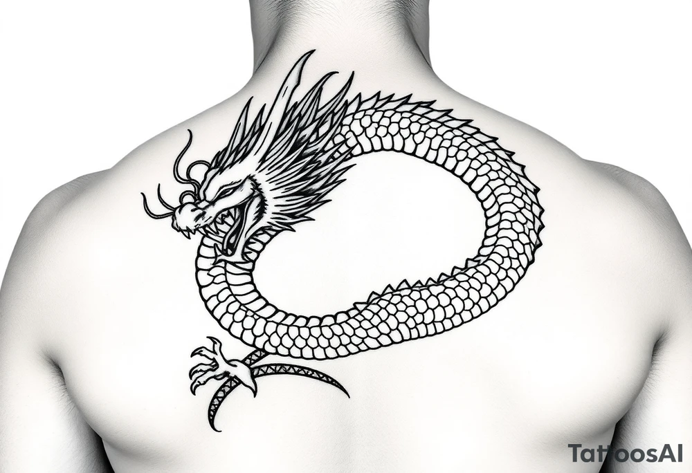Japanese dragon back piece tattoo idea