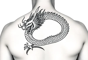 Japanese dragon back piece tattoo idea