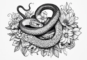 Snake is wild flowers tattoo idea